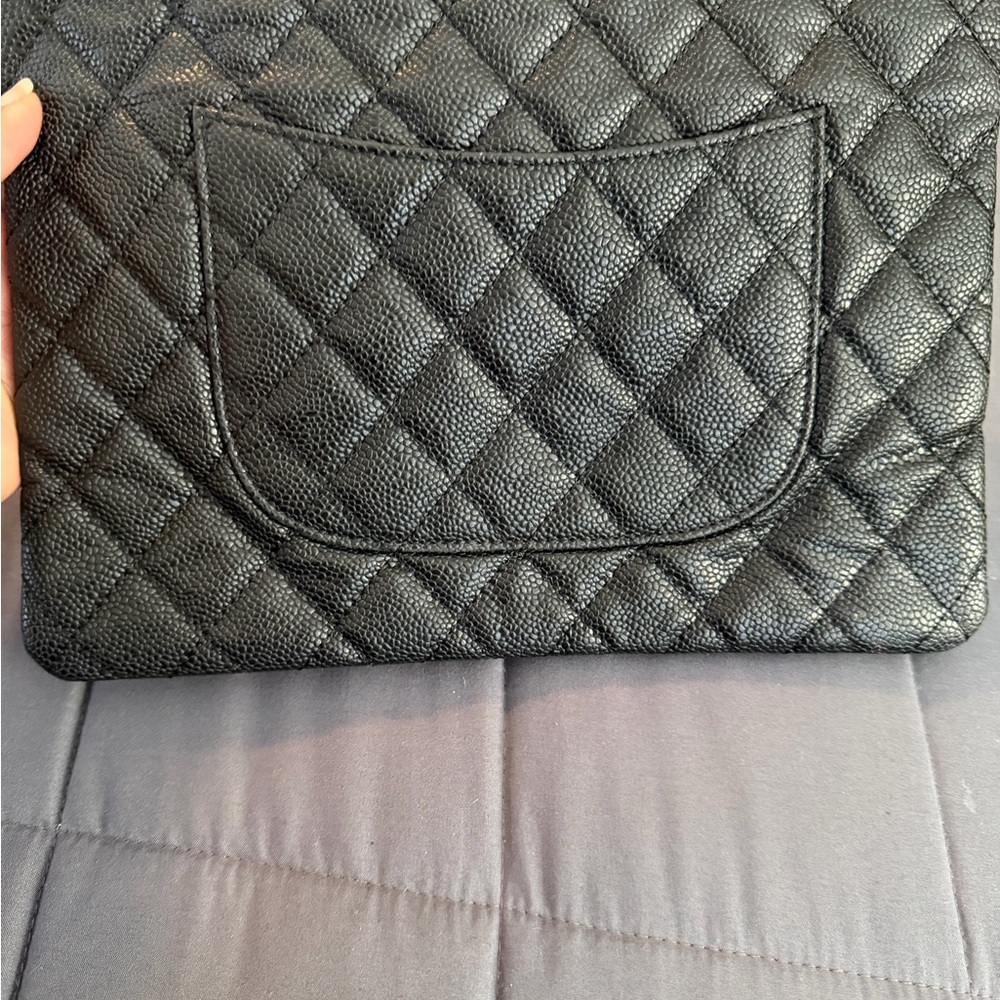 Fashion Magazine Black Quilted Wristlet Clutch with Gold Hardware - Picture 5 of 10